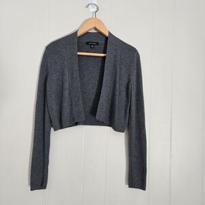 3/$15 Ann Taylor Cropped Open Front Cardigan Shrug Gray Wool Blend M